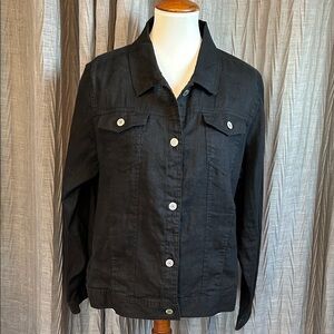 JNY Black Linen Jean Jacket